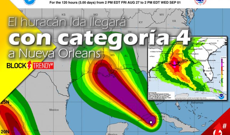 El huracán Ida llegará con categoría 4 a Nueva Orleans